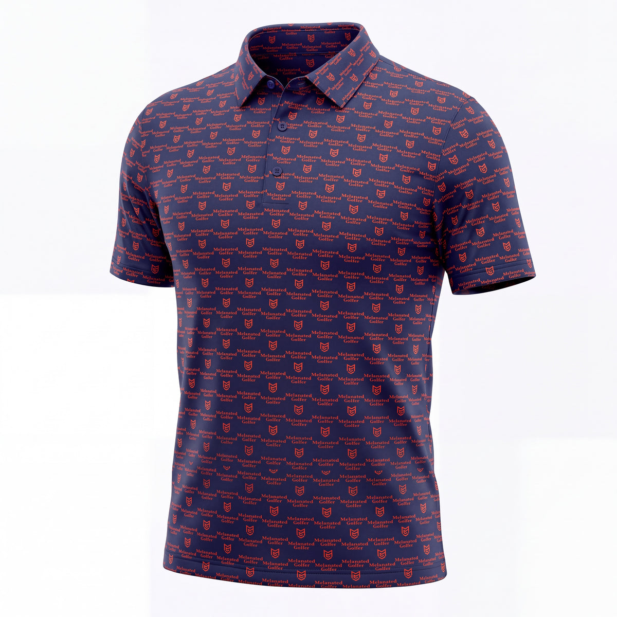 MG Signature Print Polo - Navy & Red
