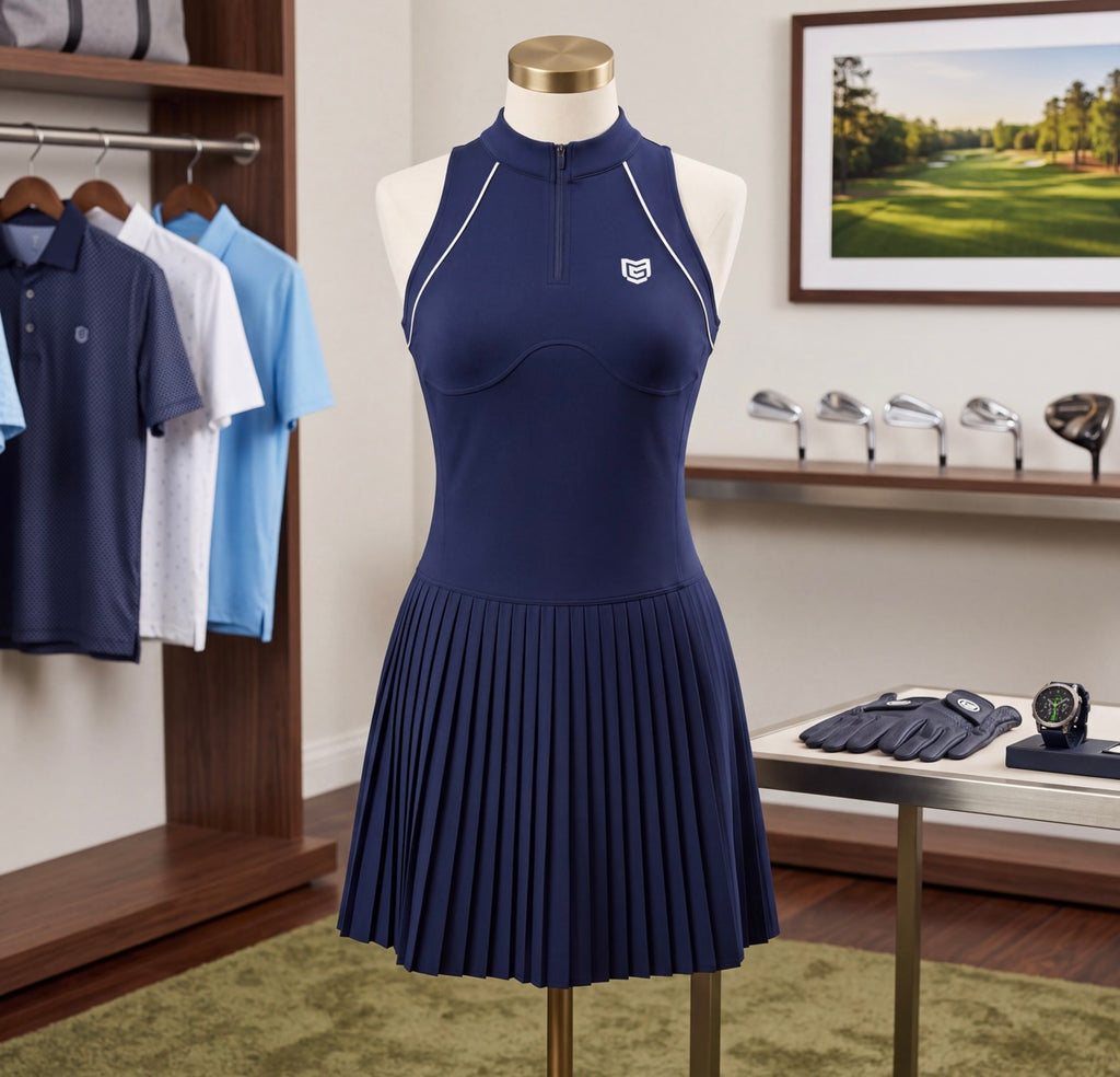 Women’s Pleated Performance Golf Dress - Navy Blue