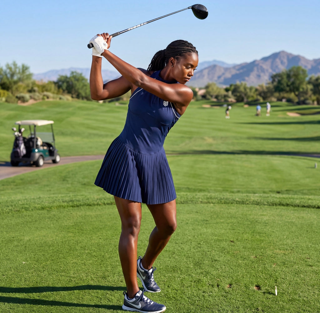 Women’s Pleated Performance Golf Dress - Navy Blue