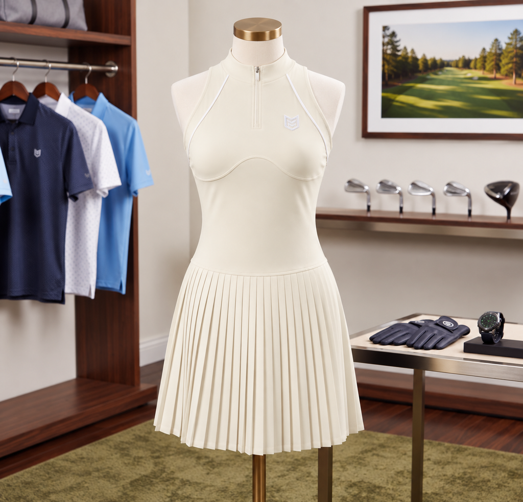 Women’s Pleated Performance Golf Dress – Ivory